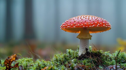 Forest mushroom, vibrant red top