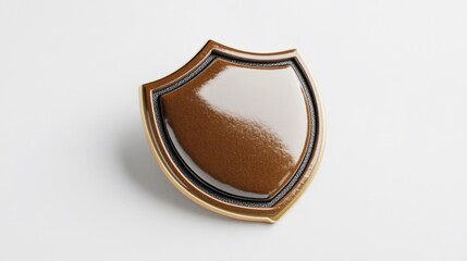 Brown Badge Mockup Isolated on White Background. Generative AI