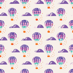 Wanderlust Pastel Hot Air Balloons Pattern