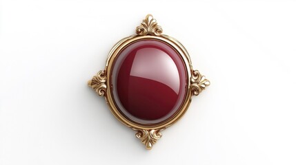 Maroon badge mockup isolated on white background. Generative AI