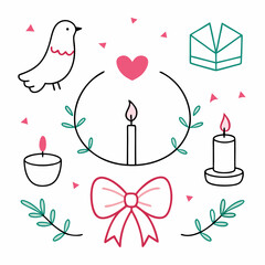 Set of birthday icons. Set of beautiful birthday icons. 