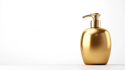 Gold Shampoo Bottle Mockup on White Background. Generative AI