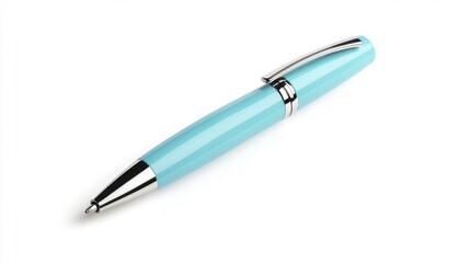 Turquoise pen mockup isolated on white background. Generative AI