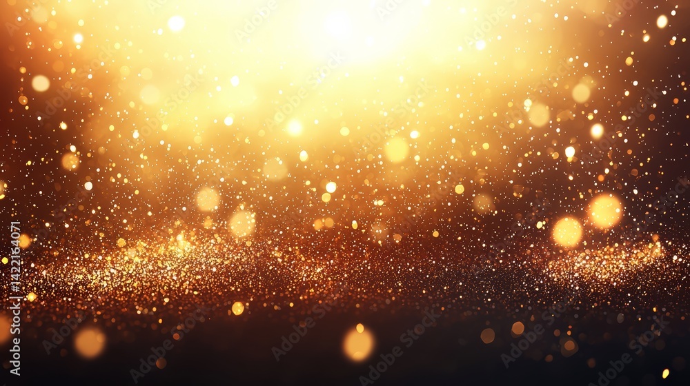 Poster bright yellow background with a lot of glitter. the glitter is scattered all over the background, cr