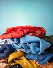 A large pile of second hand clothing