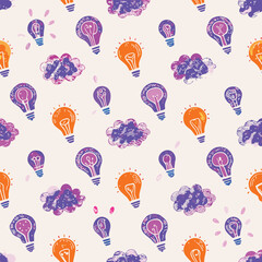 Creative Branding Pastel Hand-Drawn Lightbulbs Pattern