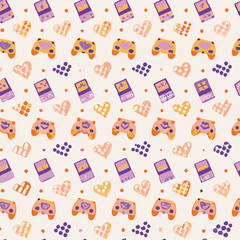 Gaming Nostalgic Pastel Retro Arcade Machines Pattern