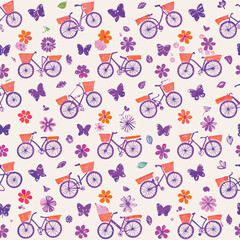 Spring Lifestyle Pastel Bicycles Pattern