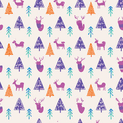 Holiday Cozy Pastel Snowy Pine Trees Pattern