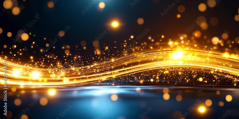 Aufkleber bright, glowing wave of light with many small, bright dots. the image has a dreamy, ethereal quality
