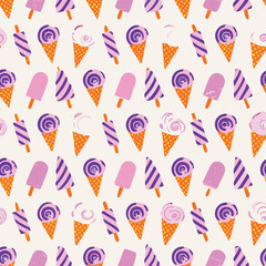 Summer Treats Neon Pastel Ice Cream Cones Pattern