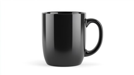 Black ceramic mug isolated on white background clean mockup for design template. Generative AI