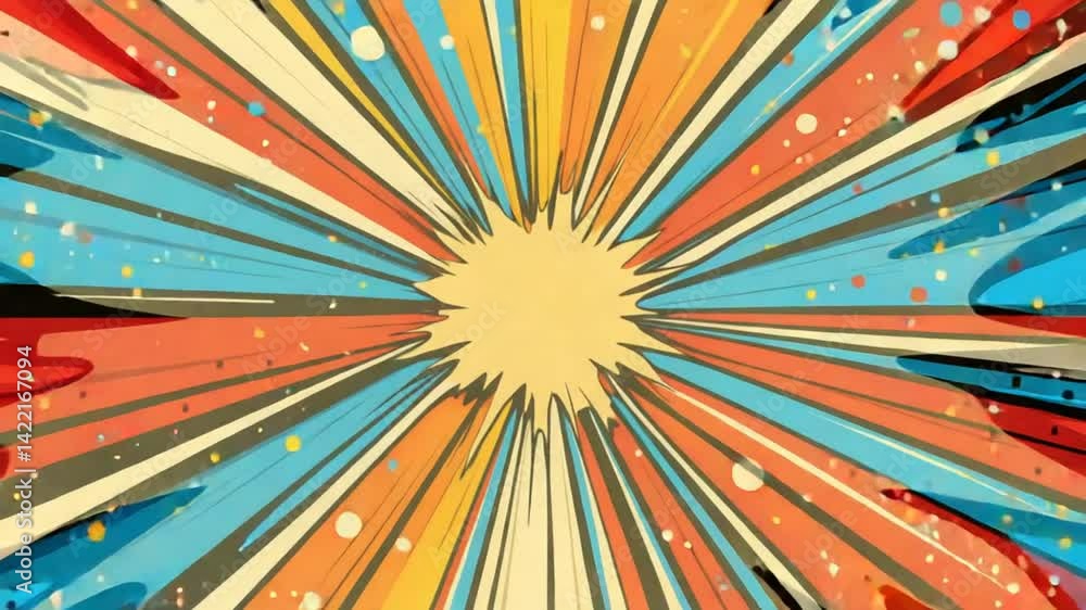 Poster dynamic burst animation with retro colors for modern digital art projects and presentation