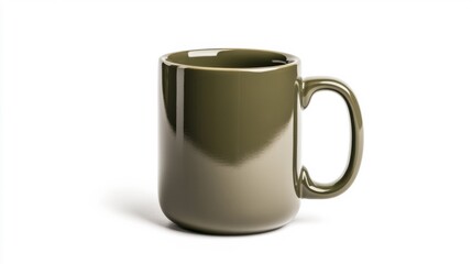Khaki Mug Mockup on White Background. Generative AI
