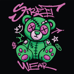 Playful Teddy Bear Urban Streetwear Art