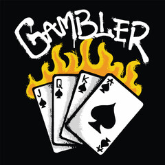 Playing Cards in Flames Urban Streetwear Art