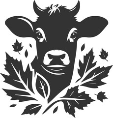 Baby cow cattle peeking vector silhouette