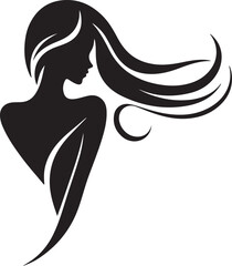 Graceful Woman Silhouette with Flowing Hair in Wind
