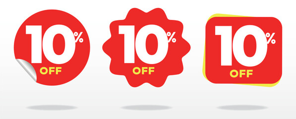 10% off. Promo, sell, business, offer, advertising, marketing. Tag sale, value, marketing, shop, sticker price, sale, sign. Set, icon, vector, set