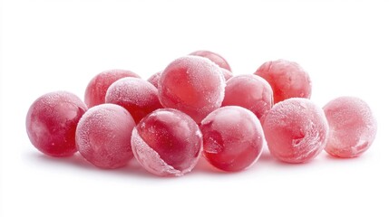 Cherry Garcia ice cream balls isolated on white background. Generative AI