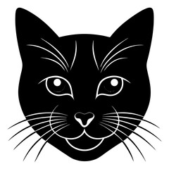 Cat head silhouette vector isolated on white background 
