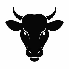 Cattle head silhouette vector isolated on white background