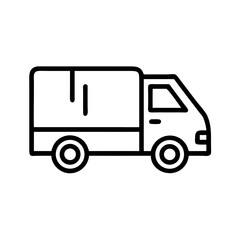 Fototapeta premium Delivery Truck Line Icon – Minimal Cargo Vehicle Outline Vector