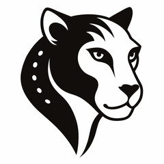 Cheetah head silhouette vector isolated on white background