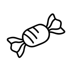 Candy Wrapper Line Icon – Sweet Treat Outline Vector Illustration