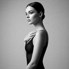 woman in black dress
