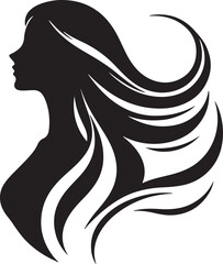 Graceful Woman Silhouette with Flowing Hair in Wind