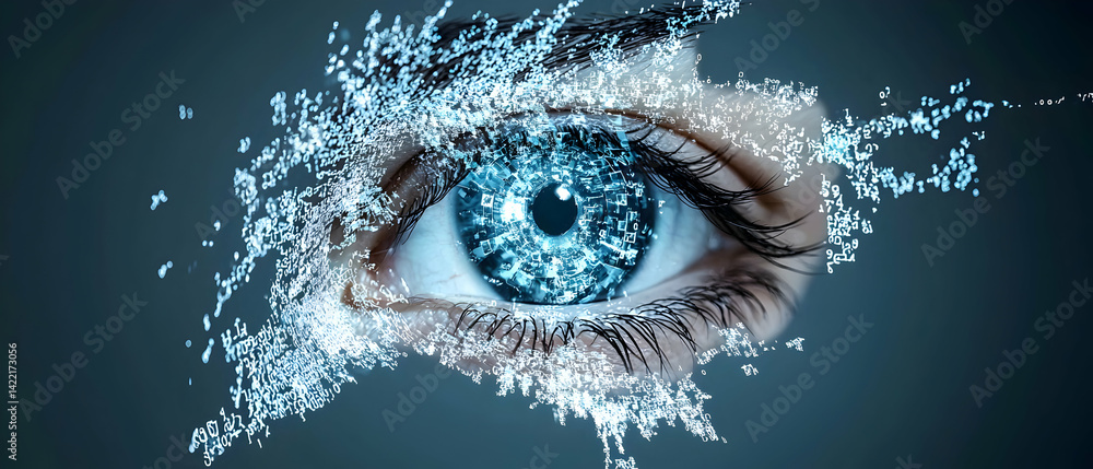 Fototapete a digital eye symbolizes technology vision and data perception. it's suitable for tech innovation cy