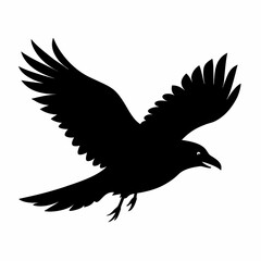 Crow flying silhouette vector isolated on white background