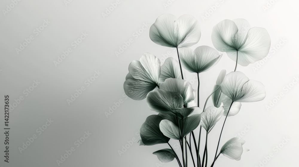 Poster close up of a bunch of white flowers. the flowers are arranged in a way that they are all facing the