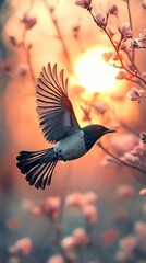 Obraz premium Elegant bird in golden sunset high resolution HD photo