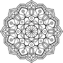 Mandala Line Art for Coloring Book or Meditation