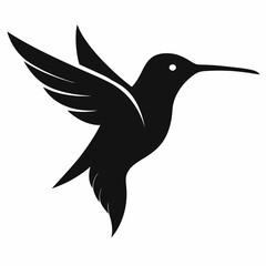 Obraz premium Hummingbird head silhouette vector isolated on white background 