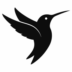 Hummingbird head silhouette vector isolated on white background 
