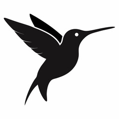 Hummingbird head silhouette vector isolated on white background 