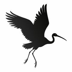 Ibis flying silhouette vector isolated on white background 