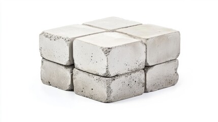 Autoclaved Aerated Concrete Blocks Isolated on White Background. Generative AI