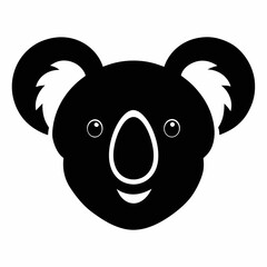 Koala head silhouette vector isolated on white background