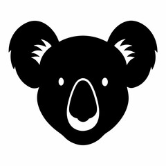 Koala head silhouette vector isolated on white background