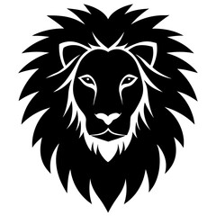 Lion head silhouette vector isolated on white background