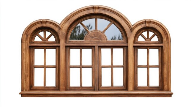 Wooden window frames isolated on white background. Generative AI