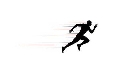 Fototapeta premium Running Man Silhouette with Motion Lines