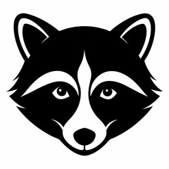 Raccoon head silhouette vector isolated on white background