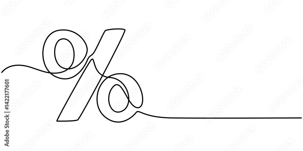 Poster linear background of percent sign. one continuous line drawing of a percent sign. vector illustratio