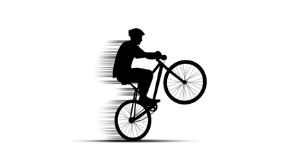 Fototapeta premium Silhouette of Cyclist on One Wheel