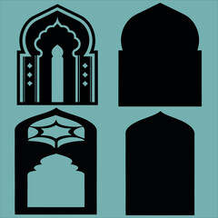 Islamic window shape silhouette on white background
